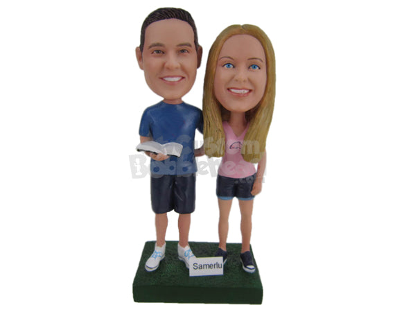 Nerd and Beauty Couple Personalized Bobblehead Nerd and Beauty Couple Personalized Bobblehead